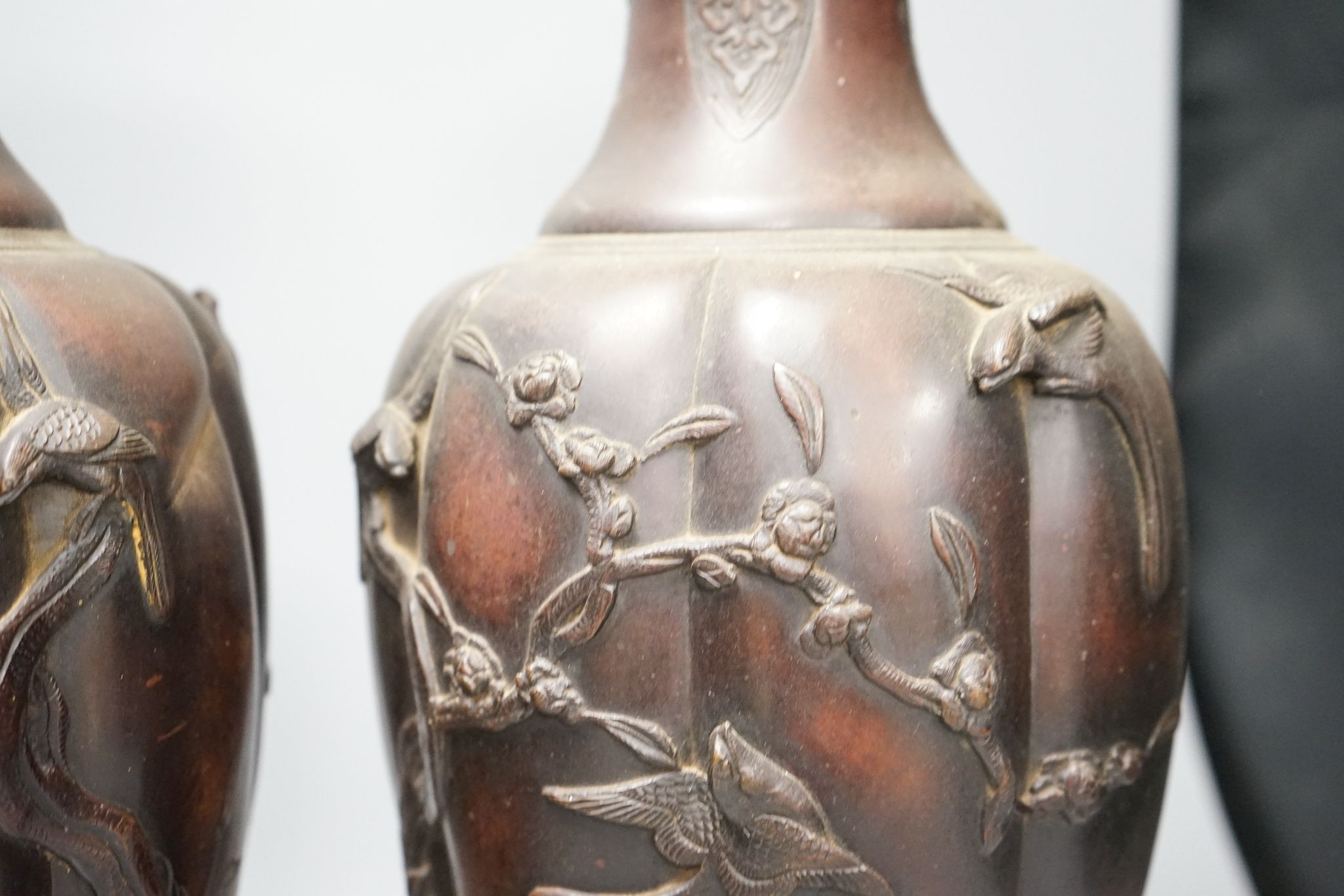 A pair of 19th century Japanese bronze vases, 46cm